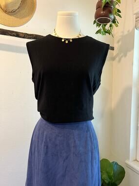 Banana Republic Black Soft Stretch Cotton Cap Sleeve Muscle Top Size Medium